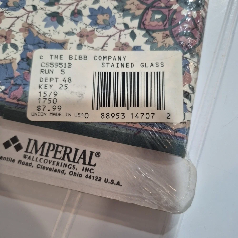 Ashley Taylor Stained Glass Wallpaper Border 10 Yds NOS Imperial Floral CS5951B